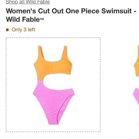 Wild Fable Women's One Piece Cut Out Orange and Pink NWOT Size XL - Picture 3 of 5